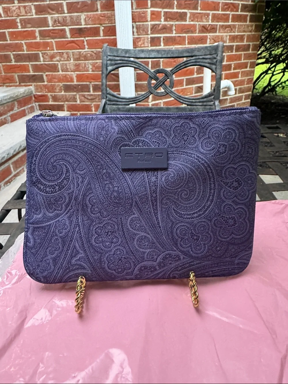 Etro perfume Navy Paisley Canvas  Pouch